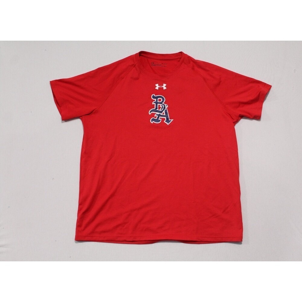 Under Armour T-Shirt Mens L Red Excellent HeatGear Loose Fit Logo Tee